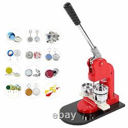 Badge Maker Machine Set Red Aluminum Frame Punching Equipment with 500 Buttons