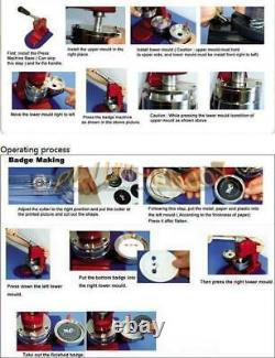 Badge Press Button Maker Machine 1000 Button Supplies Circle Cutter 1-1/4 32mm