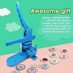 Blue DIY Pin Button Maker Machine with 300pcs Button Parts