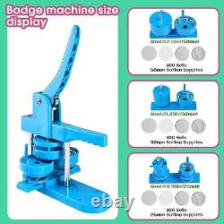 Blue DIY Pin Button Maker Machine with 300pcs Button Parts