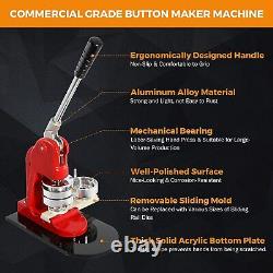 Bundle 2-1/4 Inch Button Badge Maker Machine + 1500 Button Parts & Circle Cut