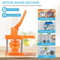 Button Badge Maker 300pcs Part 3Sizes 1+1.25+2.25 inch DIY Press Machine Orange