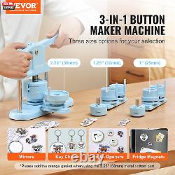 Button Maker, 1/1.25/2.28 Inch(25/32/58Mm) 3-In-1 Pin Maker, 300Pcs Button Parts