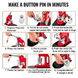 Button Maker 1 Inch Button Badge Maker 25Mm Pins Punch Press Machine 500 Pcs F