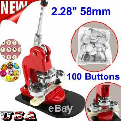 Button Maker Badge Punch Press Machine 2.28 58mm 1000 Parts +Circle Cutter New
