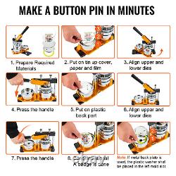 Button Maker Machine 3 (75 MM) Badge Pin Press Kit with 100 Free Parts