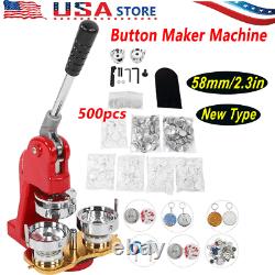 Button Maker Machine 58mm DIY Badge Press Round Pin Maker+500pcs Buttons-New