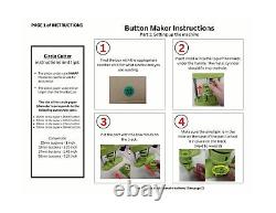 Button Maker Machine 75mm, 3-inch Green Badge Pin Press Button Making Kit wit