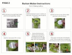 Button Maker Machine 75mm 3-inch Green Badge Pin Press Button Making Kit with