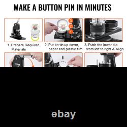 Button Maker Machine Badge Pin Machine 1.25+2.25 500Free Parts Press Kit