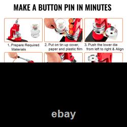 Button Maker Machine Badge Pin Machine 1.25 32MM 500 Free Parts Press Kit