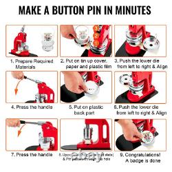 Button Maker Machine Badge Pin Machine 1 In 25 Mm 500 Free Parts Press Kit Red