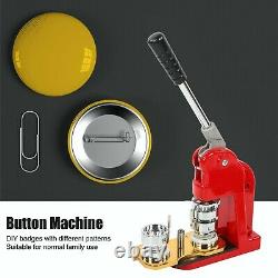 Button Maker Machine DIY Round Pin 32mm Badge Press Kit with 1000 Button Parts S