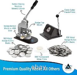 Button Maker Machine Kit 58mm (2 ¼ inch) All Pieces for 500 Metal Badge Button