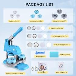 Button Maker Machine Multiple Sizes, 1''/1.25''/2.25'' Button Press Light Blue