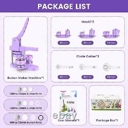 Button Maker Machine Multiple Sizes, 1''+1.25''+2.25'' Pin Maker Button Press