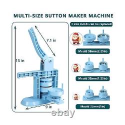 Button Maker Machine Multiple Sizes 1+1.25+2.25inch(4th Gen), DIY Button Pin