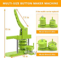 Button Maker Machine Multiple Sizes 1.25In+2.25In, Button Pin Maker Machine Kit