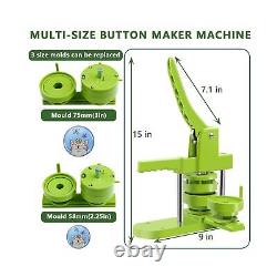 Button Maker Machine Multiple Sizes 200 Pcs, Pin Maker Machine 2.25+3 Inch