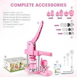 Button Maker Machine Multiple Sizes, 25mm+32mm+58mm Pin 25mm, 32mm, 58mm Pink