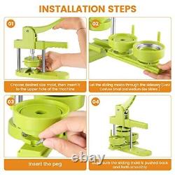 Button Maker Machine Multiple Sizes 330 Sets, Pin Maker 1+1.25+2.25 inch Green