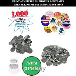 Button Making Machine Pin Maker Supplies Kit 1,000 Pin Badges Button Badge