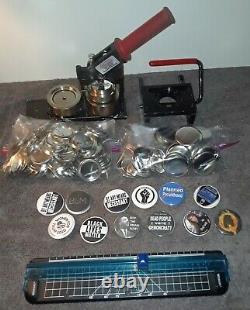 COMPLETE Tecre #225 Button Maker Badge Machine withCircle Cutter & 200 Buttons