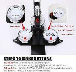 CO-Z Button Badge Maker Machine Punch Press Pin Maker Multiple Die Moulds 600