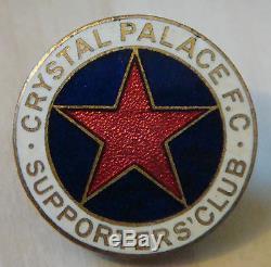 CRYSTAL PALACE Rare vintage SUPPORTERS CLUB Badge Maker H. W MILLER Button hole