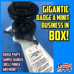 Complete Badge A Minit Matic Minute 2 1/4 button badge maker over $450 retail