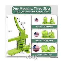 Happizza Button Maker Machine Multiple Sizes, Pin Maker Machine 1.25 in+2.25