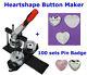 Heart Shape Kit! Badge Button Maker Machine+100 Pinback Supplies Big Sale