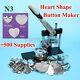 Heart Shape N3 Badge Button Maker Machine+500 Sets Metal Pinback Supplies