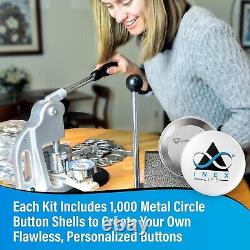 INEX Life Button Maker Machine Kit 58mm (2 ¼ inch) Industrial, 1,000 Buttons Pcs