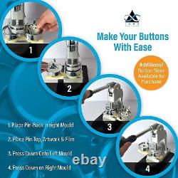 INEX Life Button Maker Machine Kit 58mm (2 ¼ inch) Industrial, 1,000 Buttons Pcs