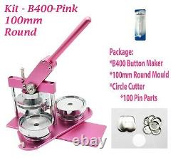 KIT-100mm (4) Badge Button Maker-B400+Round Mould+100 Pin Parts+Circle Cutter