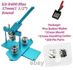 KIT-37mm (1.5) Badge Button Maker-B400+Round Mould+500 Pin Parts+HandlingCutter