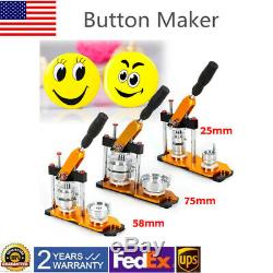 Manual 100 Buttons Circle Badge Punch Press Pin + 25/58mm Button Maker Machine