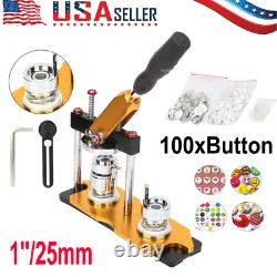 Manual Button Maker 25mm Badge Machine with 100 Sets Circle Button Parts