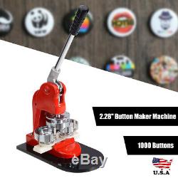 NEW 2.28 Button Maker Machine+1000 Buttons Circle Badge Punch Press Pin