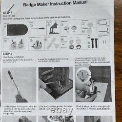 NWT Dawei Plastic Button Badge Maker Machine 100 Piece Set Cutter 2 Inches 50 mm