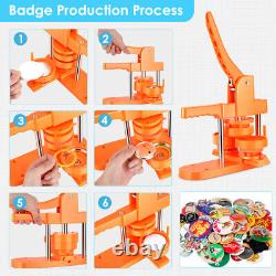 Orange 3Modes 1+1.25+2.25 inch Button Badge Maker 300pcs Part DIY Press Machine