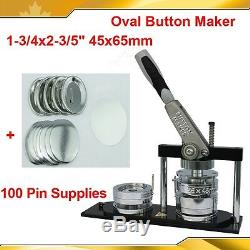 Oval 1-3/4x2-3/5 46x65mm Pro N4 Badge Button Maker+100 Pin Badge METAL DIY KIT