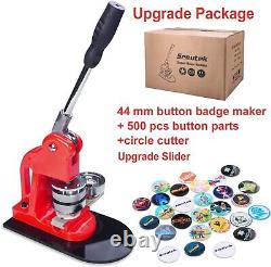 PNKKODW Button Maker Machine Badge Pins Punch Press 500 Pcs Circle Cutter Red
