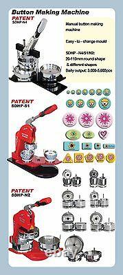 Package 2 50mm Button Maker+1,000Pin Badge Supplies+ Adjustable Circle Cutter