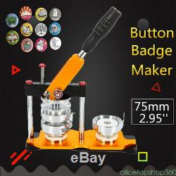 Press Button Badge Maker Machine 100Part Pin Button Bags Key Chains 75mm(2.95'')