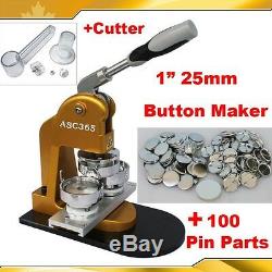 Pro N1 1 25mm Badge Button Maker +Circle Cutter+100 Metal Pin Parts