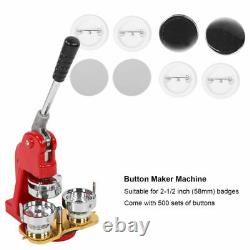 Professional Button Maker Machine Kit with 500 Button Part for 2-1/2 Inch Badge