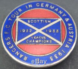 RANGERS 1933 TOUR OF GERMANY & AUSTRIA badge Maker FATTORINI GLASGOW button hole