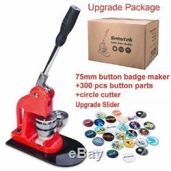Seeutek 3 inch 75mm Button Badge Maker Machine with 300 Pcs Button Parts and 3 i